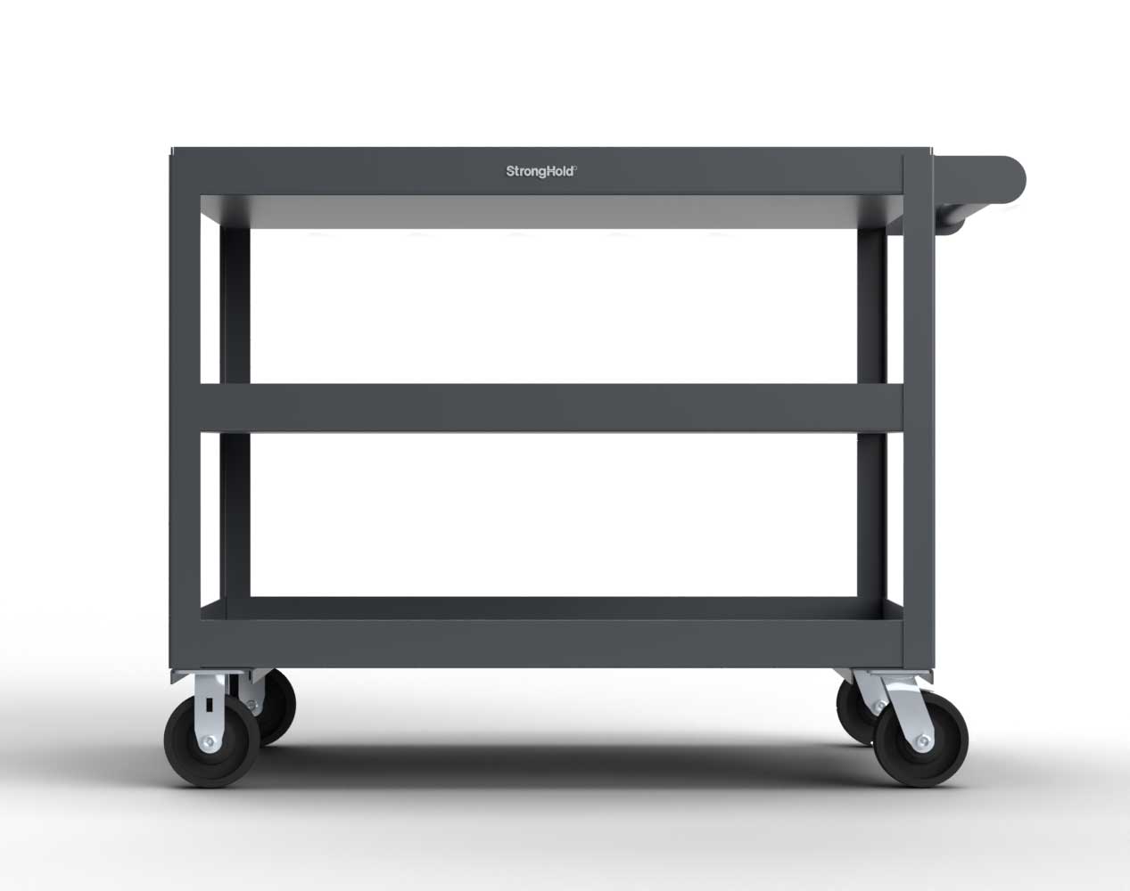 Extreme Duty 12 GA Mobile Service Cart with 12 GA Steel Top, 3 Shelves - 48 in. W x 32 in. D x 40 in. H