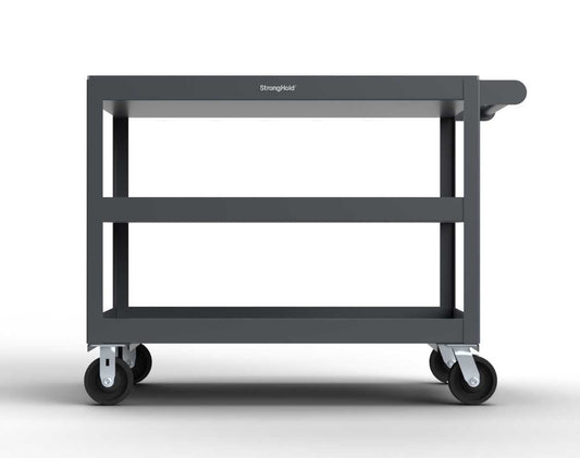 Extreme Duty 12 GA Mobile Service Cart with 12 GA Steel Top, 3 Shelves - 48 in. W x 32 in. D x 40 in. H
