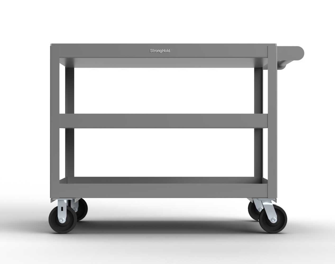 Extreme Duty 12 GA Mobile Service Cart with 12 GA Steel Top, 3 Shelves - 48 in. W x 32 in. D x 40 in. H