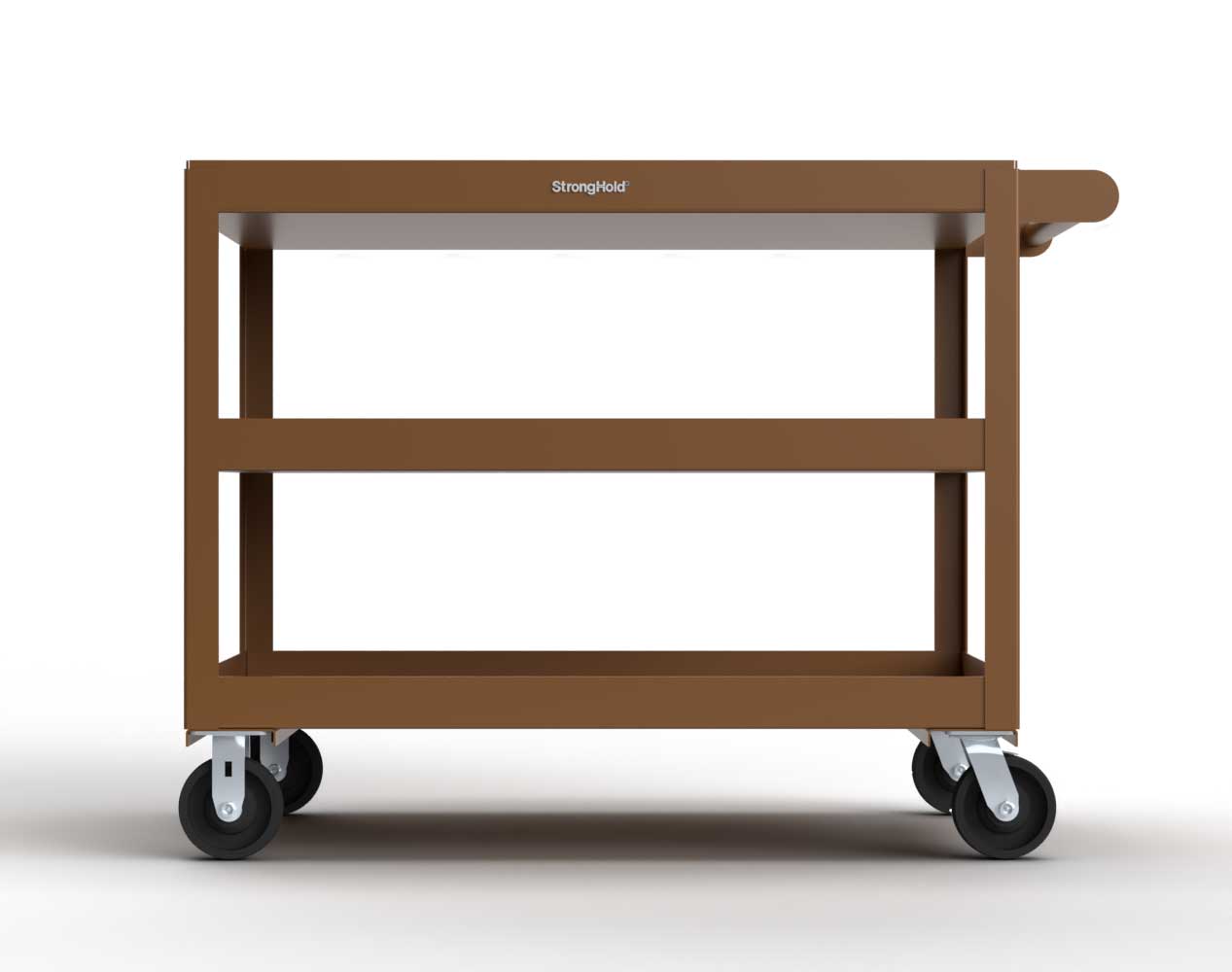 Extreme Duty 12 GA Mobile Service Cart with 12 GA Steel Top, 3 Shelves - 48 in. W x 32 in. D x 40 in. H