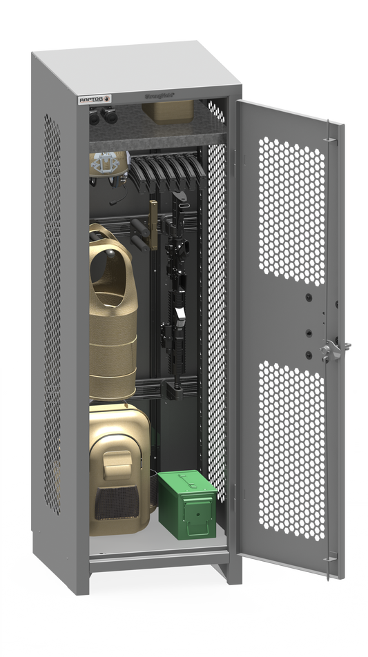 14 GA Weapons/Operator Cabinet with Ventilated Sides, Door, 1 Shelf, 3"H legs 24"W x 25"D x 75"H