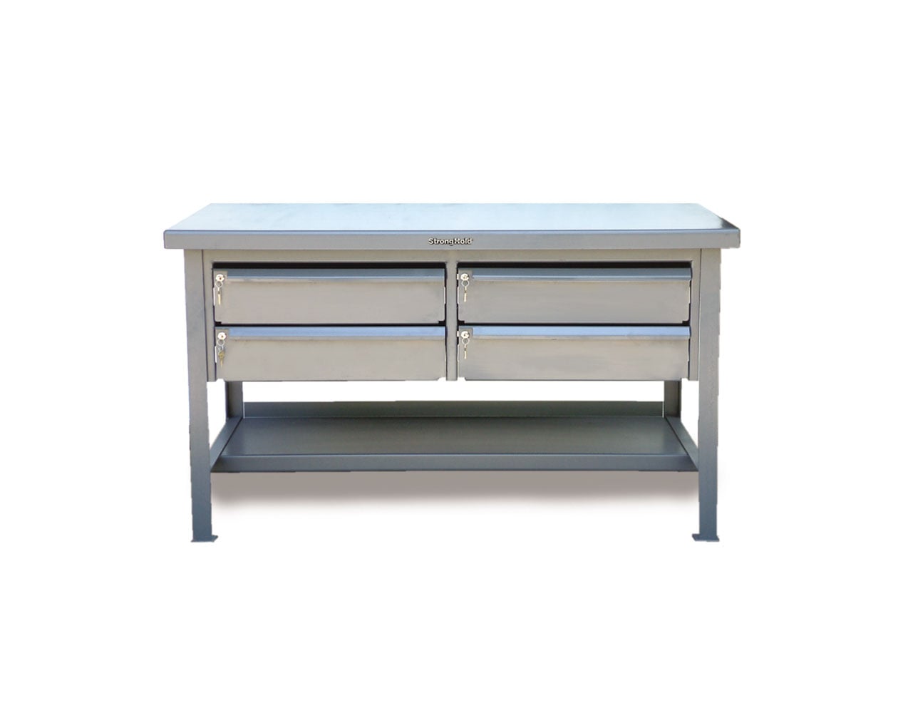 Extreme Duty 7 GA Shop Table with ABS Top, 4 Keylock Drawers, 1 Shelf - 72 In. W x 36 In. D x 34 In. H