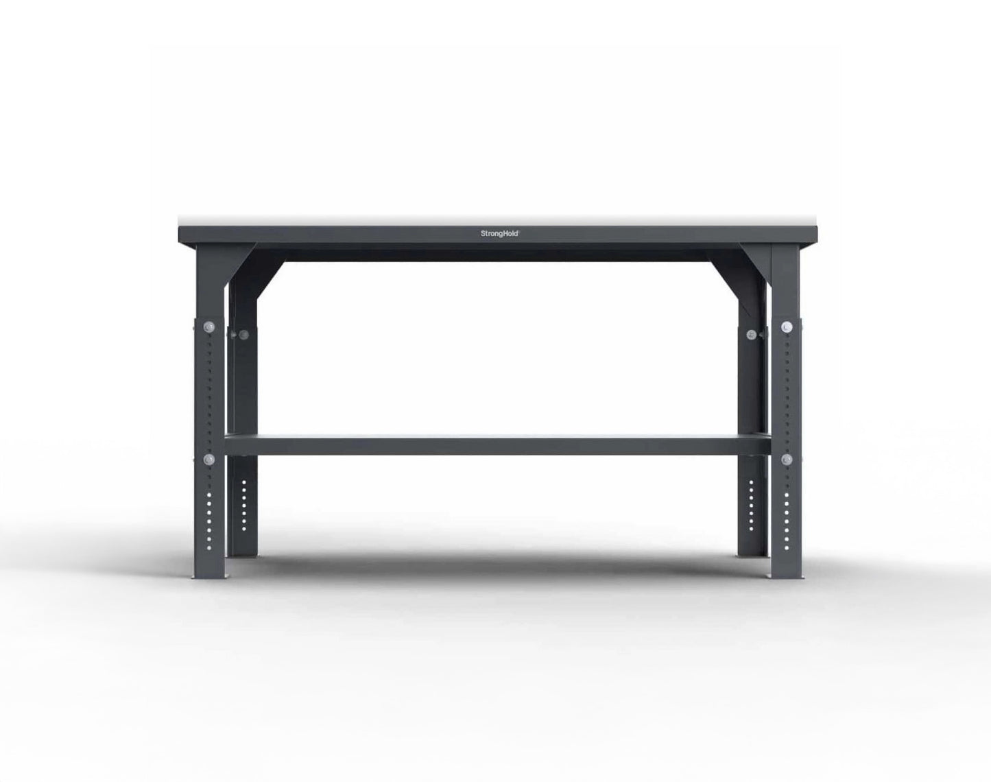 Extreme Duty 7 GA Shop Table with UHMW Top, Adjustable Legs, 1 Shelf - 72 In. W x 36 In. D x 30-40 In. H