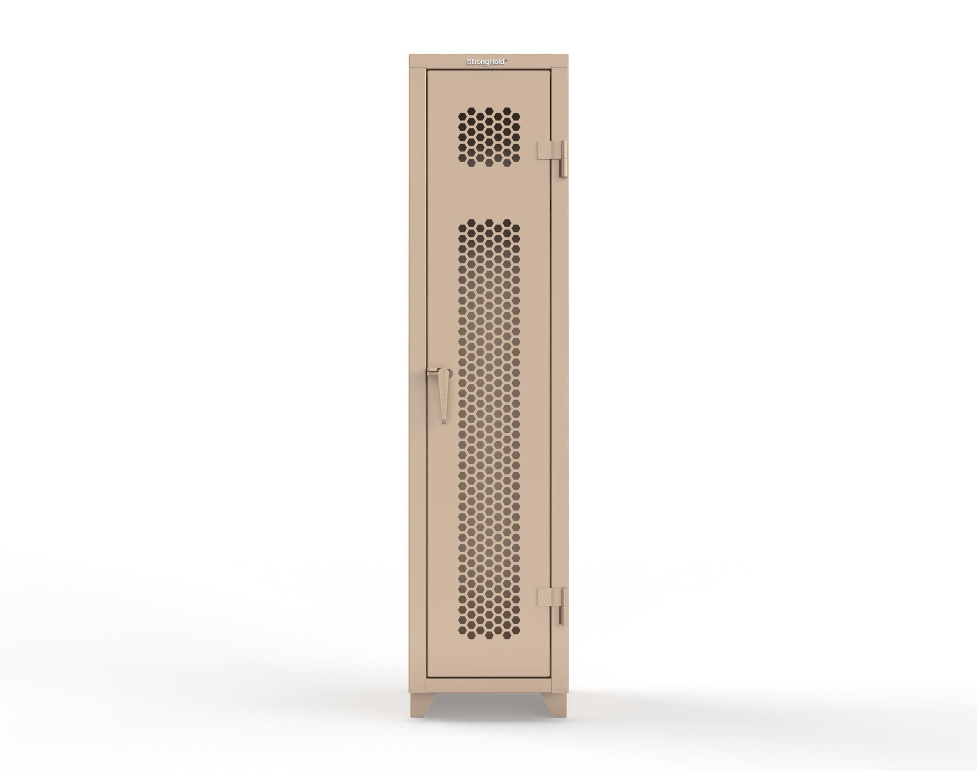 Extra Heavy Duty 14 GA Ventilated Single-Tier Locker with Shelf and Hanger Rod, 1 Compartment - 18 in. W x 18 in. D x 75 in. H - 1.66-1H-18-1T-L-1019