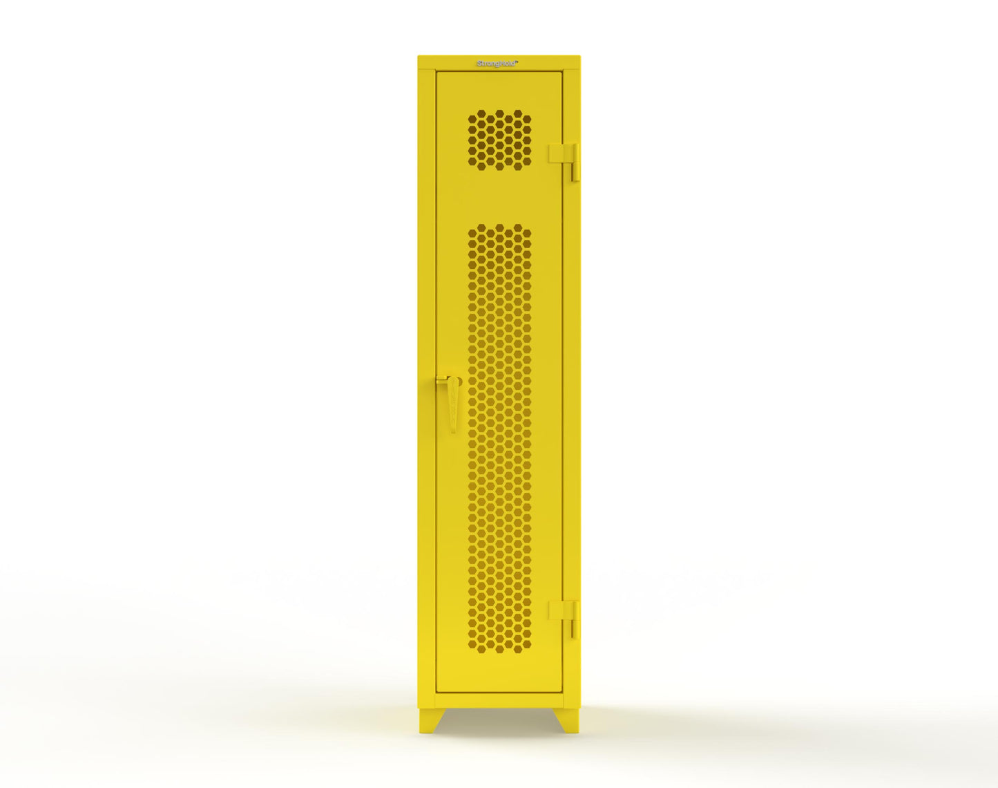 Extra Heavy Duty 14 GA Ventilated Single-Tier Locker with Shelf and Hanger Rod, 1 Compartment - 18 in. W x 18 in. D x 75 in. H - 1.66-1H-18-1T-L-1021