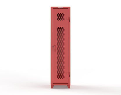 Extra Heavy Duty 14 GA Ventilated Single-Tier Locker with Shelf and Hanger Rod, 1 Compartment - 18 in. W x 18 in. D x 75 in. H - 1.66-1H-18-1T-L-3001
