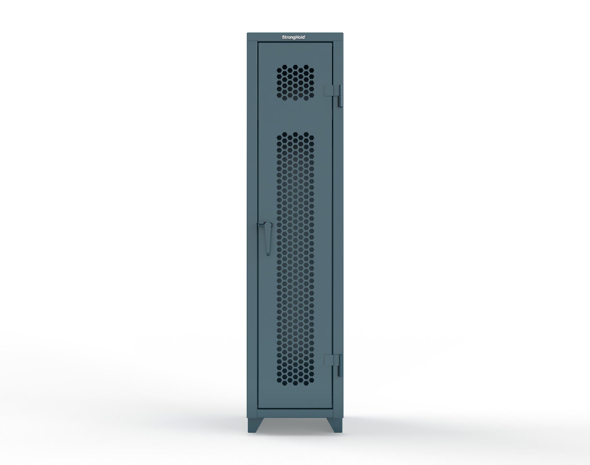 Extra Heavy Duty 14 GA Ventilated Single-Tier Locker with Shelf and Hanger Rod, 1 Compartment - 18 in. W x 18 in. D x 75 in. H - 1.66-1H-18-1T-L-5001