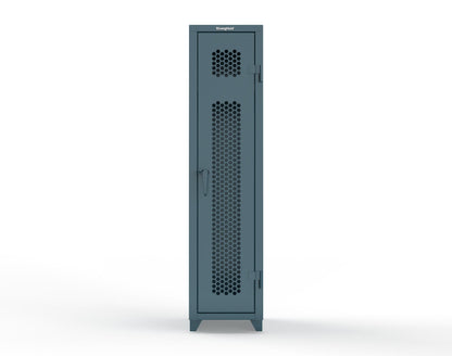 Extra Heavy Duty 14 GA Ventilated Single-Tier Locker with Shelf and Hanger Rod, 1 Compartment - 18 in. W x 18 in. D x 75 in. H - 1.66-1H-18-1T-L-5001