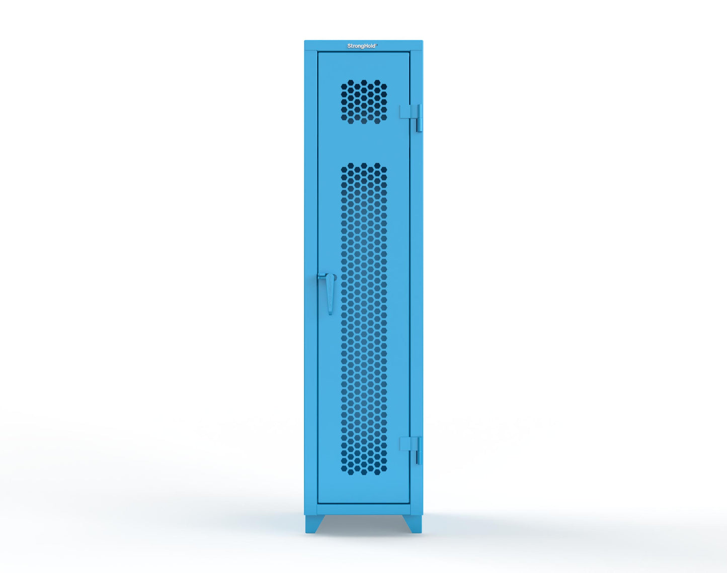 Extra Heavy Duty 14 GA Ventilated Single-Tier Locker with Shelf and Hanger Rod, 1 Compartment - 18 in. W x 18 in. D x 75 in. H - 1.66-1H-18-1T-L-5012