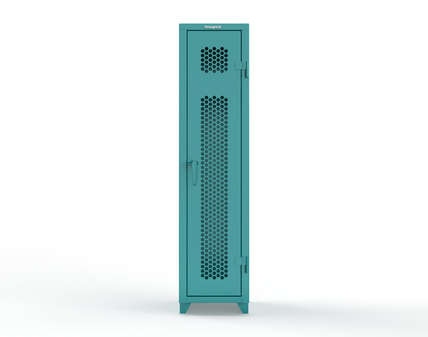 Extra Heavy Duty 14 GA Ventilated Single-Tier Locker with Shelf and Hanger Rod, 1 Compartment - 18 in. W x 18 in. D x 75 in. H - 1.66-1H-18-1T-L-5021