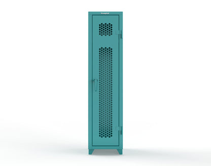 Extra Heavy Duty 14 GA Ventilated Single-Tier Locker with Shelf and Hanger Rod, 1 Compartment - 18 in. W x 18 in. D x 75 in. H - 1.66-1H-18-1T-L-5021