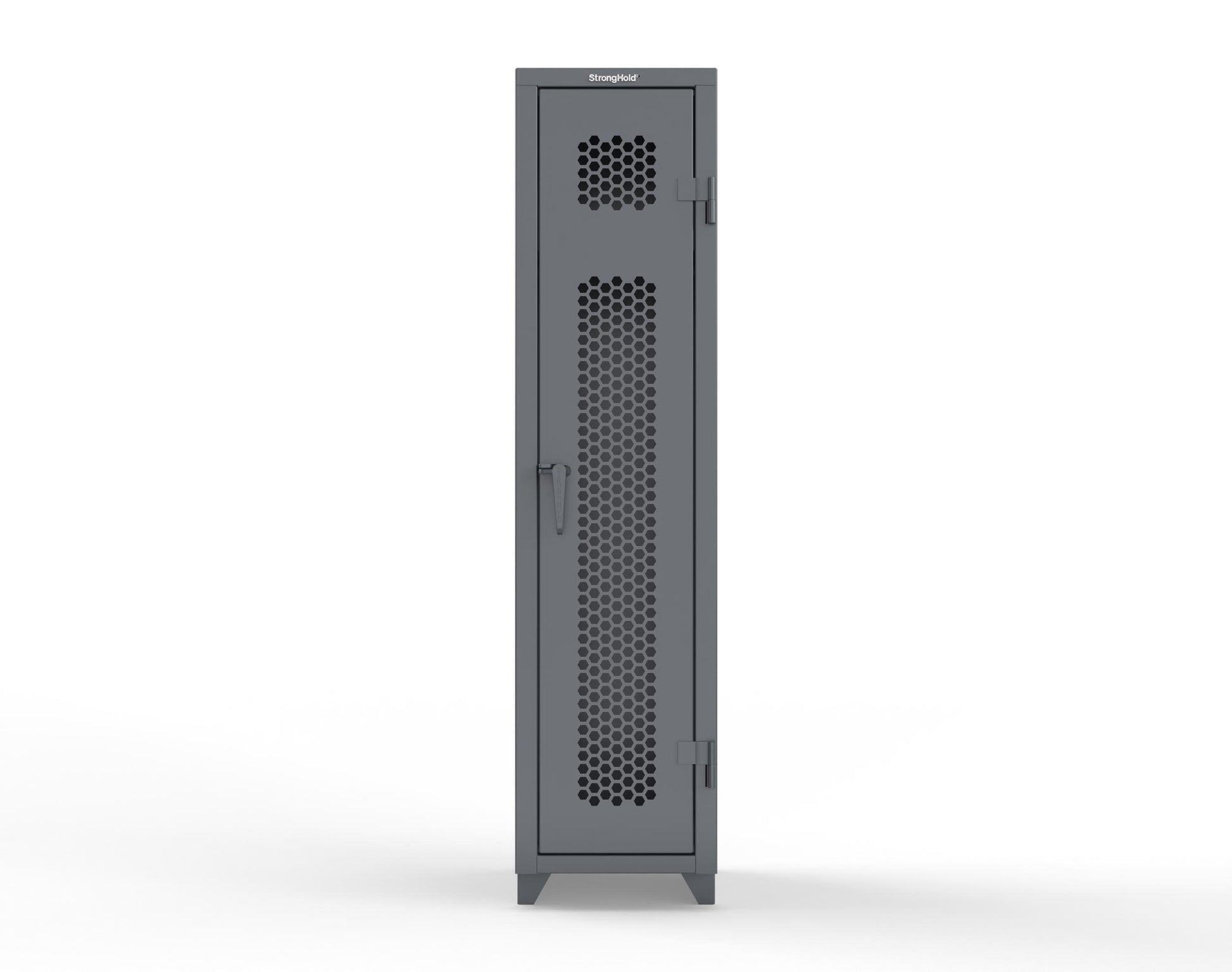 Extra Heavy Duty 14 GA Ventilated Single-Tier Locker with Shelf and Hanger Rod, 1 Compartment - 18 in. W x 18 in. D x 75 in. H - 1.66-1H-18-1T-L-7024