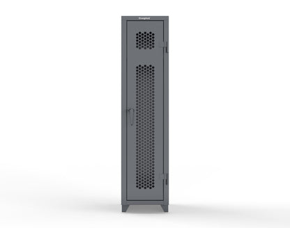 Extra Heavy Duty 14 GA Ventilated Single-Tier Locker with Shelf and Hanger Rod, 1 Compartment - 18 in. W x 18 in. D x 75 in. H - 1.66-1H-18-1T-L-7024