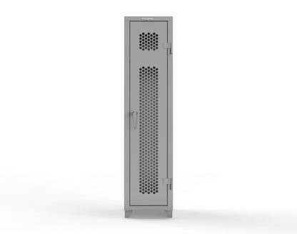 Extra Heavy Duty 14 GA Ventilated Single-Tier Locker with Shelf and Hanger Rod, 1 Compartment - 18 in. W x 18 in. D x 75 in. H - 1.66-1H-18-1T-L-7037