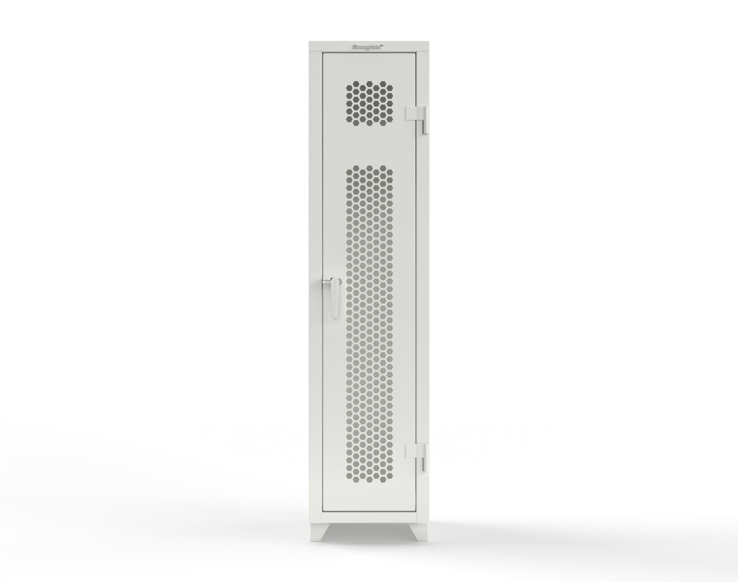 Extra Heavy Duty 14 GA Ventilated Single-Tier Locker with Shelf and Hanger Rod, 1 Compartment - 18 in. W x 18 in. D x 75 in. H - 1.66-1H-18-1T-L-9003
