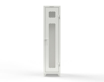 Extra Heavy Duty 14 GA Ventilated Single-Tier Locker with Shelf and Hanger Rod, 1 Compartment - 18 in. W x 18 in. D x 75 in. H - 1.66-1H-18-1T-L-9003
