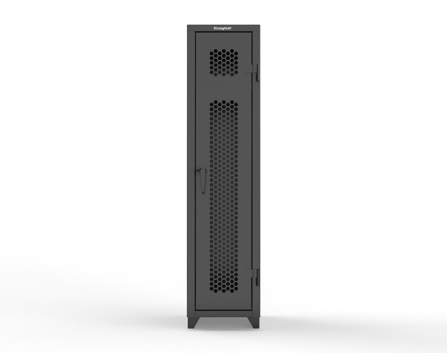 Extra Heavy Duty 14 GA Ventilated Single-Tier Locker with Shelf and Hanger Rod, 1 Compartment - 18 in. W x 18 in. D x 75 in. H - 1.66-1H-18-1T-L-9005