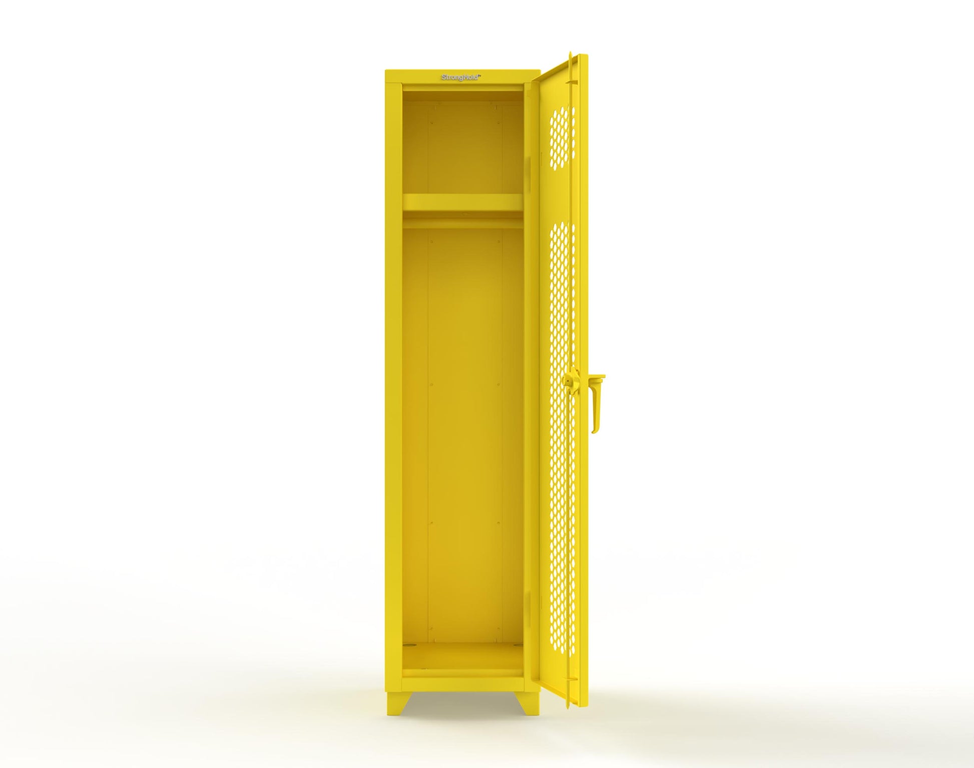 Extra Heavy Duty 14 GA Ventilated Single-Tier Locker with Shelf and Hanger Rod, 1 Compartment - 18 in. W x 18 in. D x 75 in. H - 1.66-1H-18-1T-L-1021