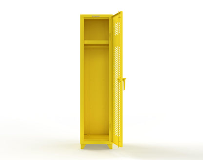 Extra Heavy Duty 14 GA Ventilated Single-Tier Locker with Shelf and Hanger Rod, 1 Compartment - 18 in. W x 18 in. D x 75 in. H - 1.66-1H-18-1T-L-1021