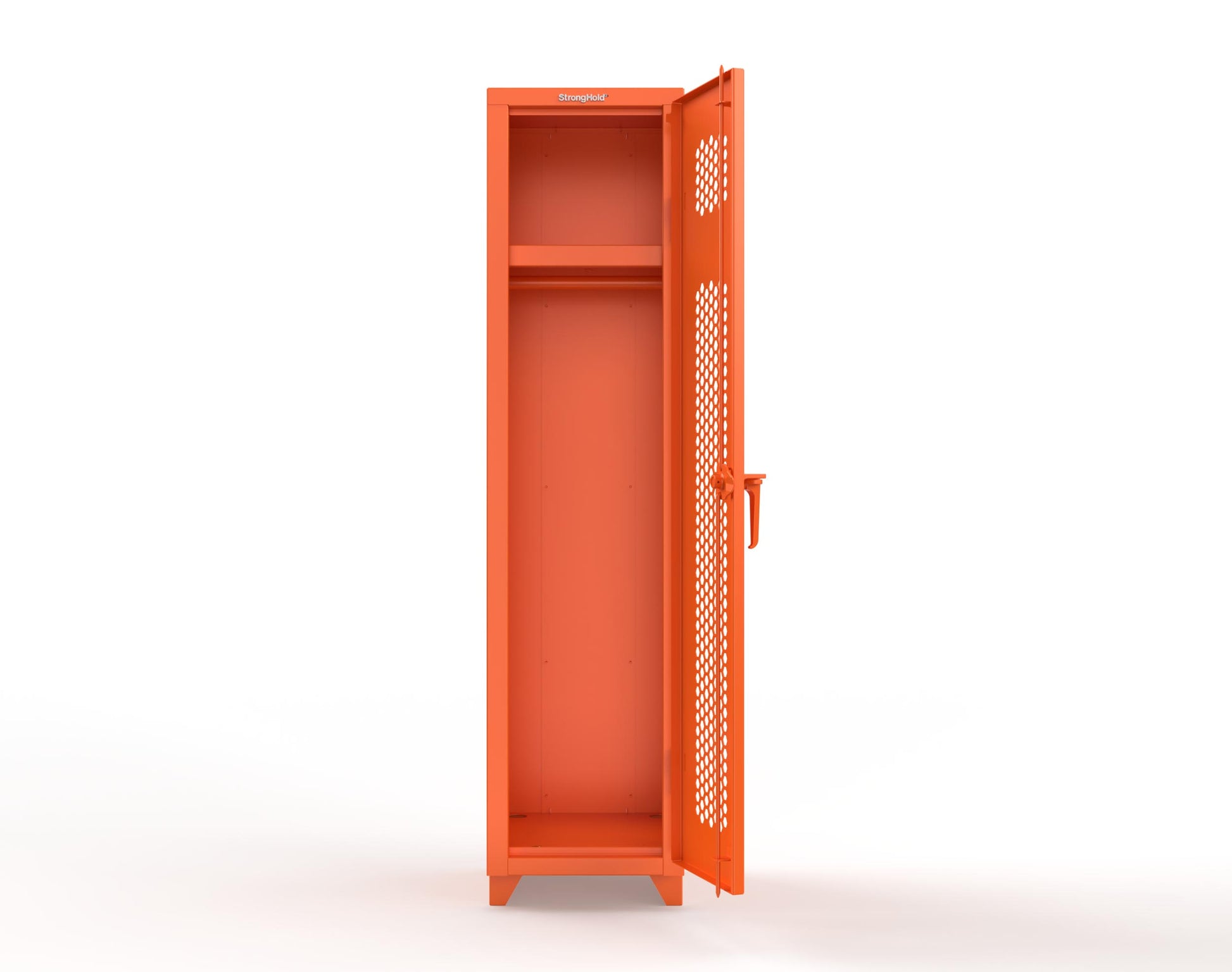 Extra Heavy Duty 14 GA Ventilated Single-Tier Locker with Shelf and Hanger Rod, 1 Compartment - 18 in. W x 18 in. D x 75 in. H - 1.66-1H-18-1T-L-2009