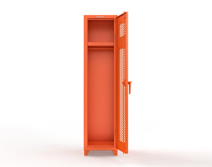 Extra Heavy Duty 14 GA Ventilated Single-Tier Locker with Shelf and Hanger Rod, 1 Compartment - 18 in. W x 18 in. D x 75 in. H - 1.66-1H-18-1T-L-2009