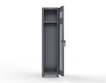 Extra Heavy Duty 14 GA Ventilated Single-Tier Locker with Shelf and Hanger Rod, 1 Compartment - 18 in. W x 18 in. D x 75 in. H - 1.66-1H-18-1T-L-7024