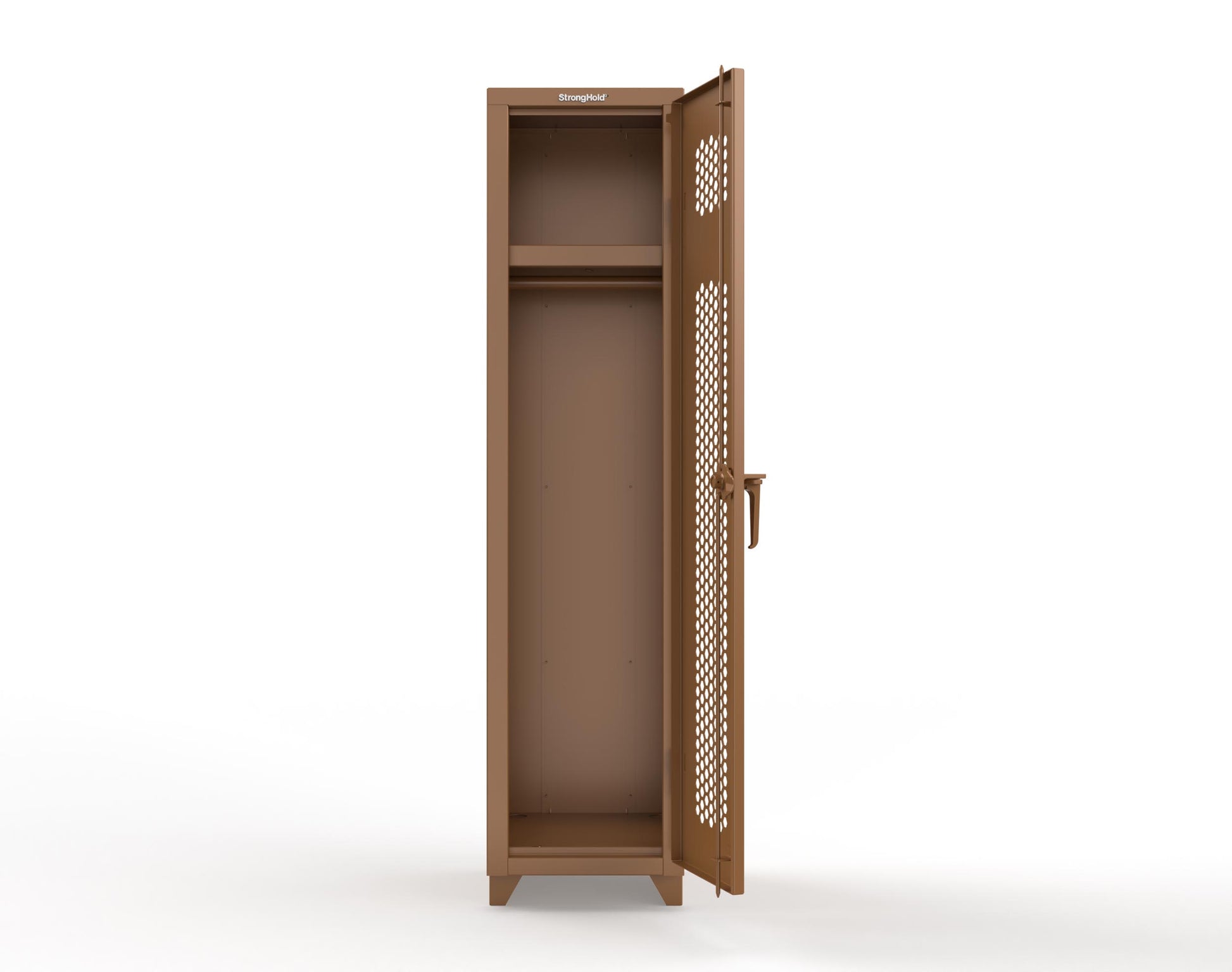 Extra Heavy Duty 14 GA Ventilated Single-Tier Locker with Shelf and Hanger Rod, 1 Compartment - 18 in. W x 18 in. D x 75 in. H - 1.66-1H-18-1T-L-8008