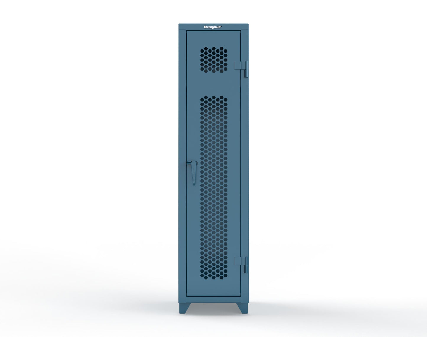 Extra Heavy Duty 14 GA Ventilated Single-Tier Locker with Shelf and Hanger Rod, 1 Compartment - 18 in. W x 18 in. D x 75 in. H - 1.66-1H-18-1T-L-5001