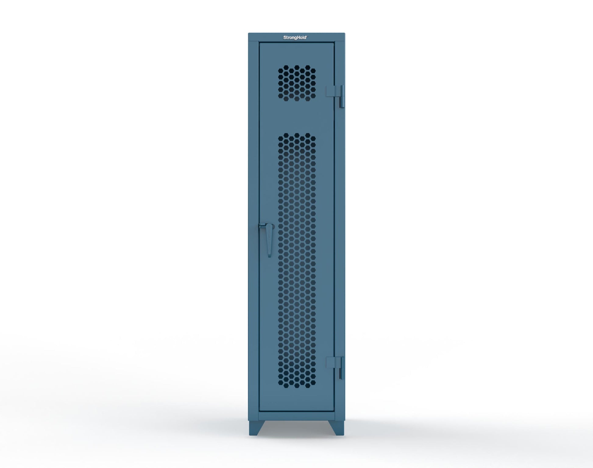 Extra Heavy Duty 14 GA Ventilated Single-Tier Locker with Shelf and Hanger Rod, 1 Compartment - 18 in. W x 18 in. D x 75 in. H - 1.66-1H-18-1T-L-5001