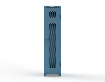 Extra Heavy Duty 14 GA Ventilated Single-Tier Locker with Shelf and Hanger Rod, 1 Compartment - 18 in. W x 18 in. D x 75 in. H - 1.66-1H-18-1T-L-5001