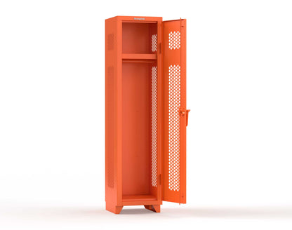 Extra Heavy Duty 14 GA Ventilated Single-Tier Locker with Shelf and Hanger Rod, 1 Compartment - 18 in. W x 18 in. D x 75 in. H - 1.66-1H-18-1T-L-2009