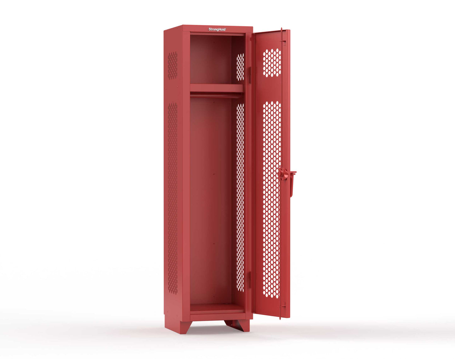 Extra Heavy Duty 14 GA Ventilated Single-Tier Locker with Shelf and Hanger Rod, 1 Compartment - 18 in. W x 18 in. D x 75 in. H - 1.66-1H-18-1T-L-3001
