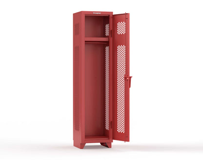 Extra Heavy Duty 14 GA Ventilated Single-Tier Locker with Shelf and Hanger Rod, 1 Compartment - 18 in. W x 18 in. D x 75 in. H - 1.66-1H-18-1T-L-3001