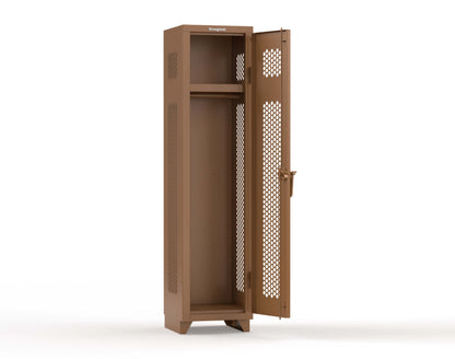 Extra Heavy Duty 14 GA Ventilated Single-Tier Locker with Shelf and Hanger Rod, 1 Compartment - 18 in. W x 18 in. D x 75 in. H - 1.66-1H-18-1T-L-8008
