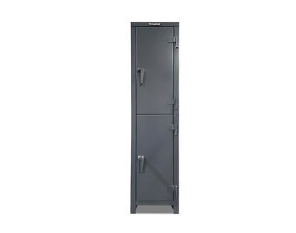 Extra Heavy Duty 14 GA Double-Tier Locker, 2 Compartments - 18 in. W x 18 in. D x 75 in. H - Outlet