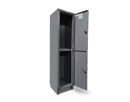 Extra Heavy Duty 14 GA Double-Tier Locker, 2 Compartments - 18 in. W x 18 in. D x 75 in. H - Outlet