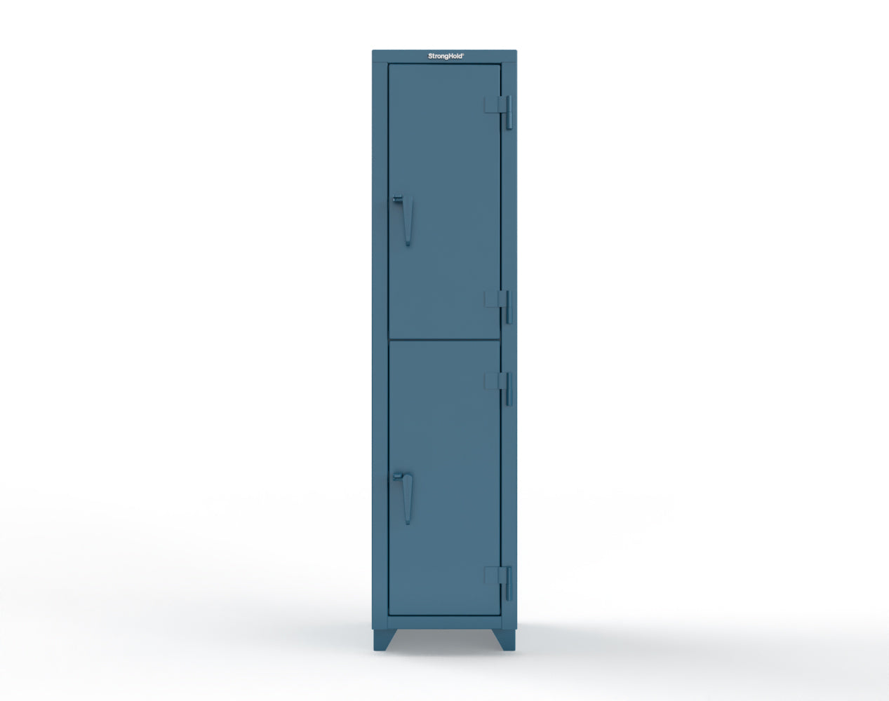 Extra Heavy Duty 14 GA Double-Tier Locker, 2 Compartments - 18 in. W x 18 in. D x 75 in. H - 1.66-2D-18-2T-L-5001