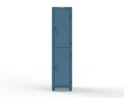 Extra Heavy Duty 14 GA Double-Tier Locker, 2 Compartments - 18 in. W x 18 in. D x 75 in. H - 1.66-2D-18-2T-L-5001