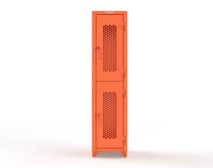 Extra Heavy Duty 14 GA Double-Tier Ventilated Locker, 2 Compartments - 18 in. W x 18 in. D x 75 in. H - 1.66-2H-18-2T-L-2009