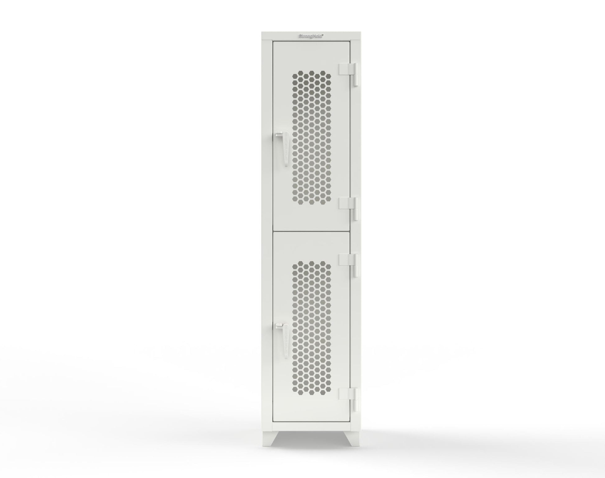 Extra Heavy Duty 14 GA Double-Tier Ventilated Locker, 2 Compartments - 18 in. W x 18 in. D x 75 in. H - 1.66-2H-18-2T-L-9003