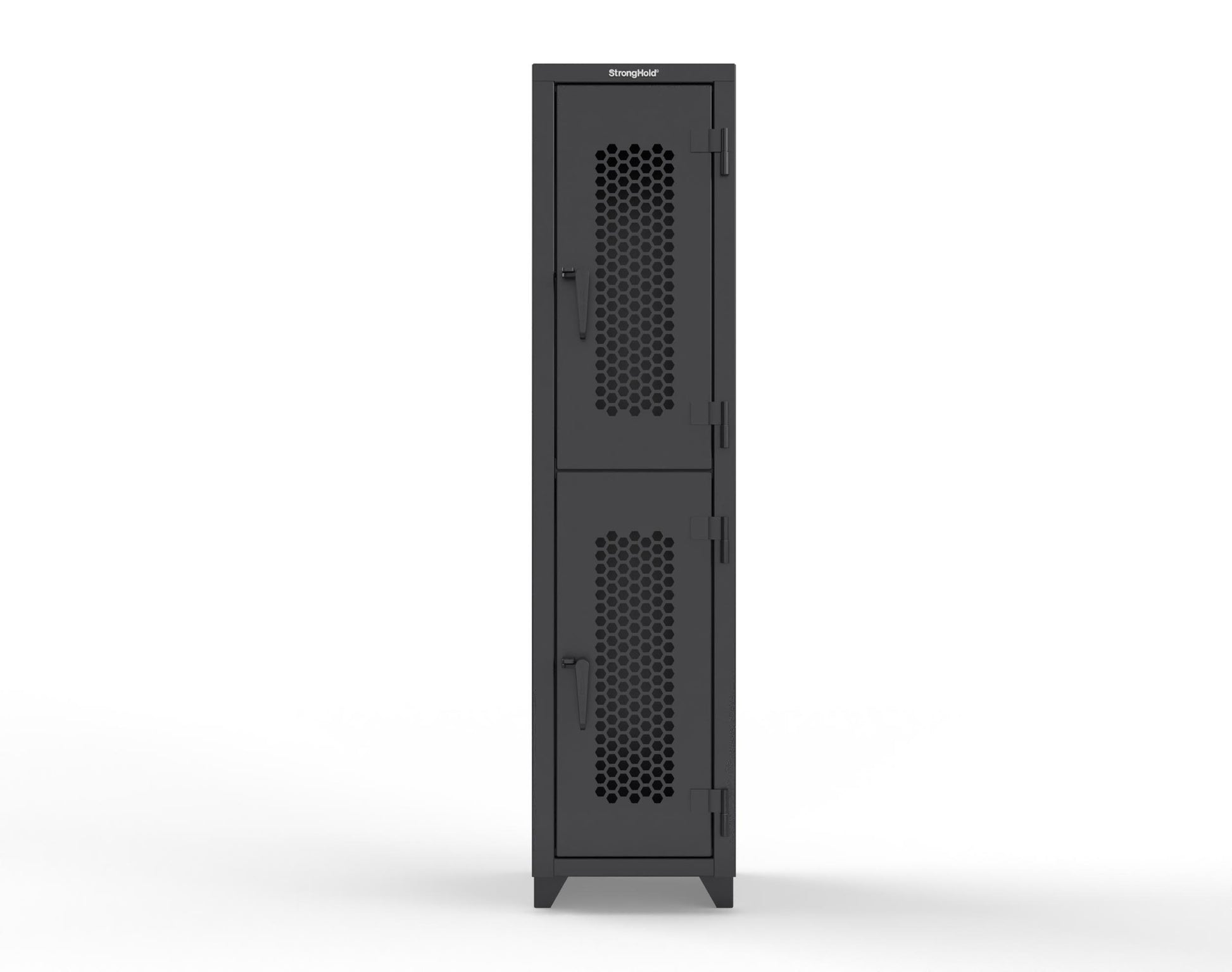 Extra Heavy Duty 14 GA Double-Tier Ventilated Locker, 2 Compartments - 18 in. W x 18 in. D x 75 in. H - 1.66-2H-18-2T-L-9005
