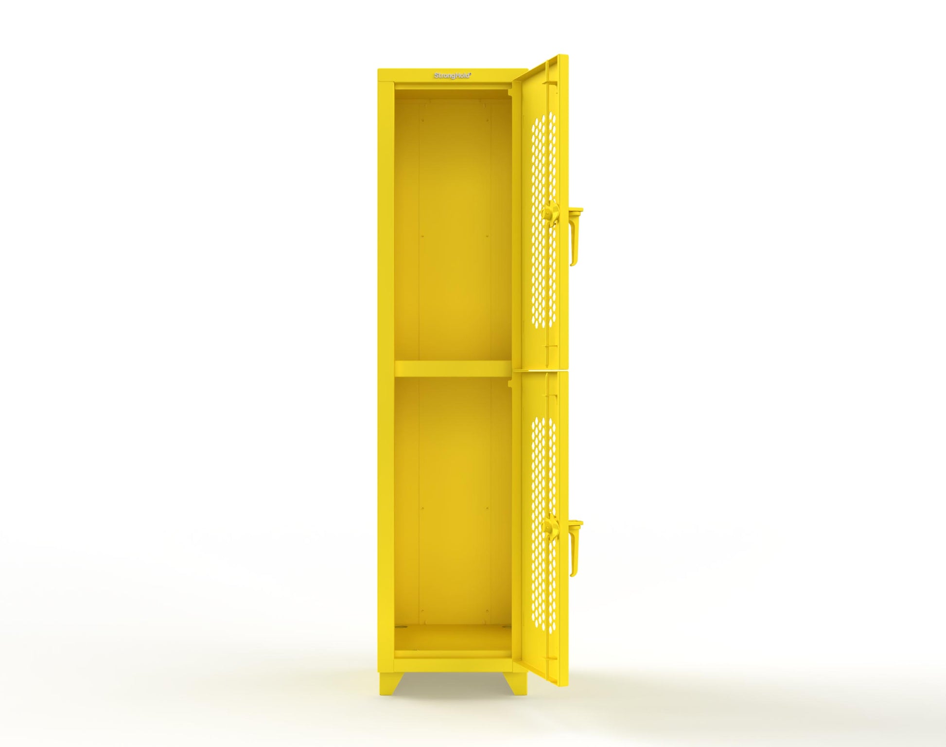 Extra Heavy Duty 14 GA Double-Tier Ventilated Locker, 2 Compartments - 18 in. W x 18 in. D x 75 in. H - 1.66-2H-18-2T-L-1021