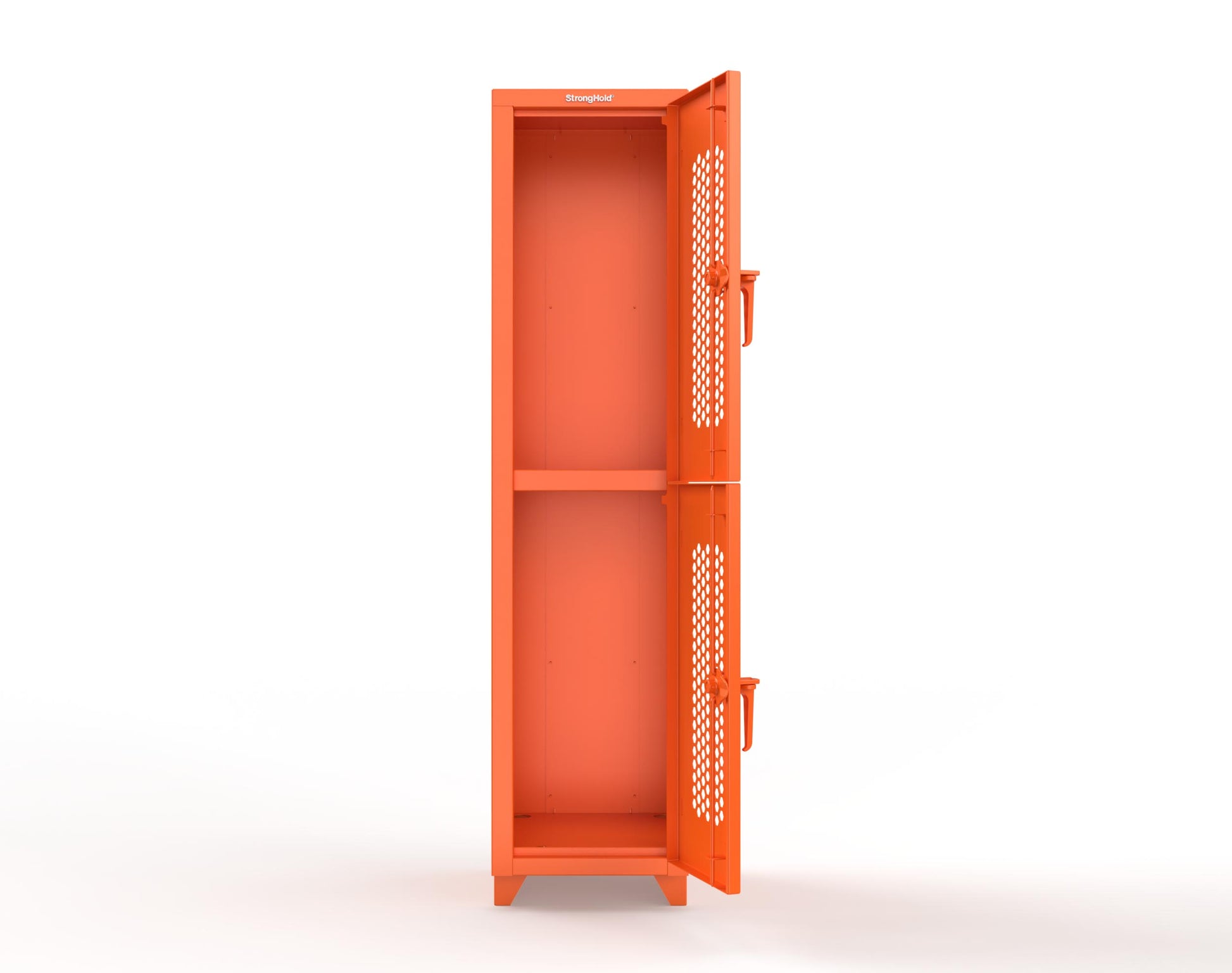 Extra Heavy Duty 14 GA Double-Tier Ventilated Locker, 2 Compartments - 18 in. W x 18 in. D x 75 in. H - 1.66-2H-18-2T-L-2009