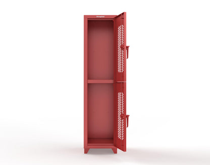 Extra Heavy Duty 14 GA Double-Tier Ventilated Locker, 2 Compartments - 18 in. W x 18 in. D x 75 in. H - 1.66-2H-18-2T-L-3001