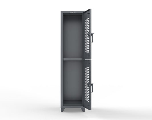 Extra Heavy Duty 14 GA Double-Tier Ventilated Locker, 2 Compartments - 18 in. W x 18 in. D x 75 in. H - 1.66-2H-18-2T-L-7024