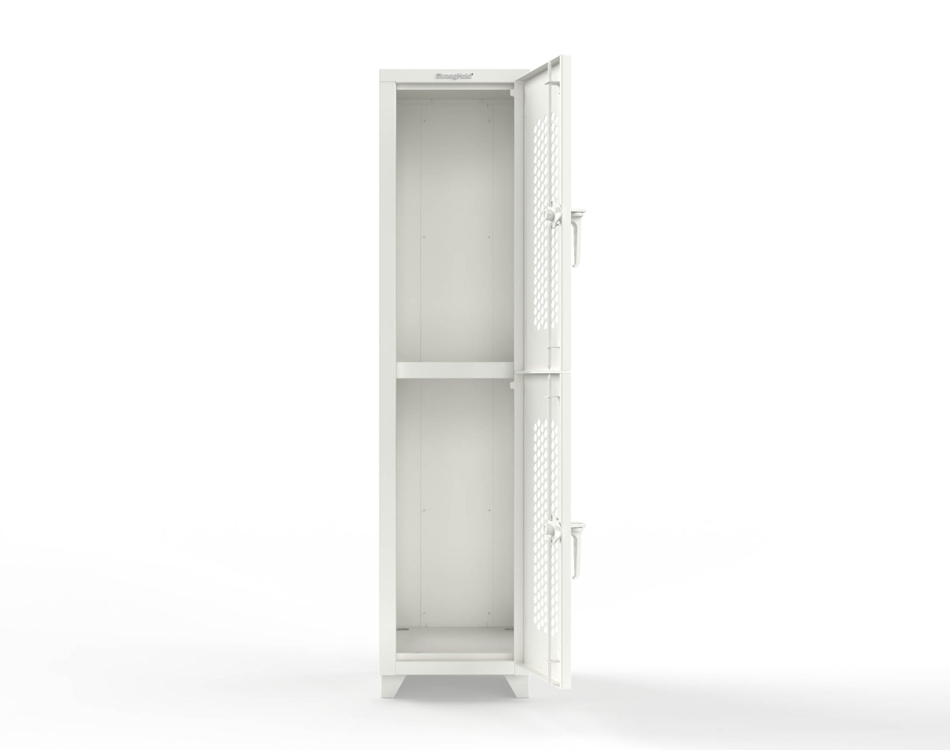 Extra Heavy Duty 14 GA Double-Tier Ventilated Locker, 2 Compartments - 18 in. W x 18 in. D x 75 in. H - 1.66-2H-18-2T-L-9003