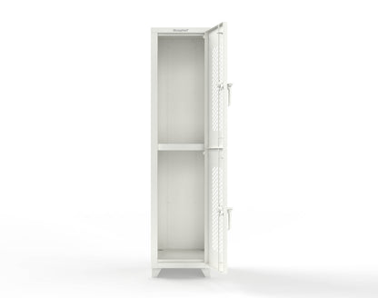 Extra Heavy Duty 14 GA Double-Tier Ventilated Locker, 2 Compartments - 18 in. W x 18 in. D x 75 in. H - 1.66-2H-18-2T-L-9003