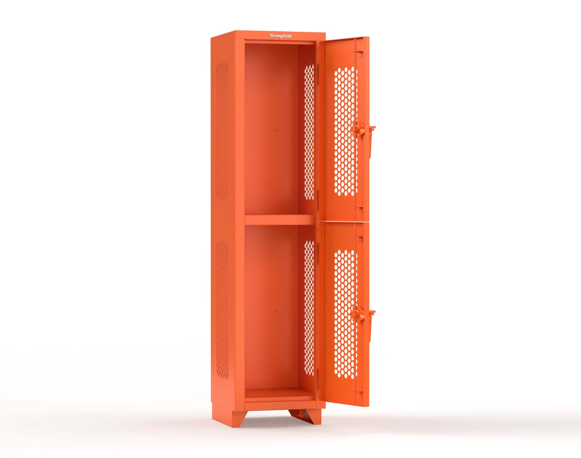 Extra Heavy Duty 14 GA Double-Tier Ventilated Locker, 2 Compartments - 18 in. W x 18 in. D x 75 in. H - 1.66-2H-18-2T-L-2009