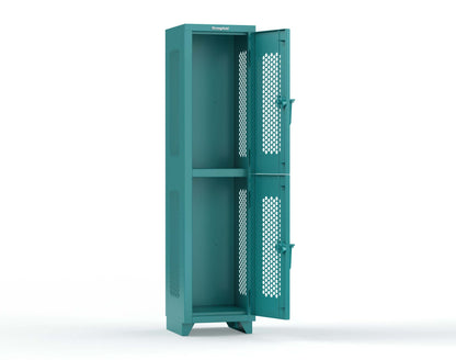 Extra Heavy Duty 14 GA Double-Tier Ventilated Locker, 2 Compartments - 18 in. W x 18 in. D x 75 in. H - 1.66-2H-18-2T-L-5021