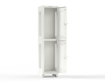 Extra Heavy Duty 14 GA Double-Tier Ventilated Locker, 2 Compartments - 18 in. W x 18 in. D x 75 in. H - 1.66-2H-18-2T-L-9003